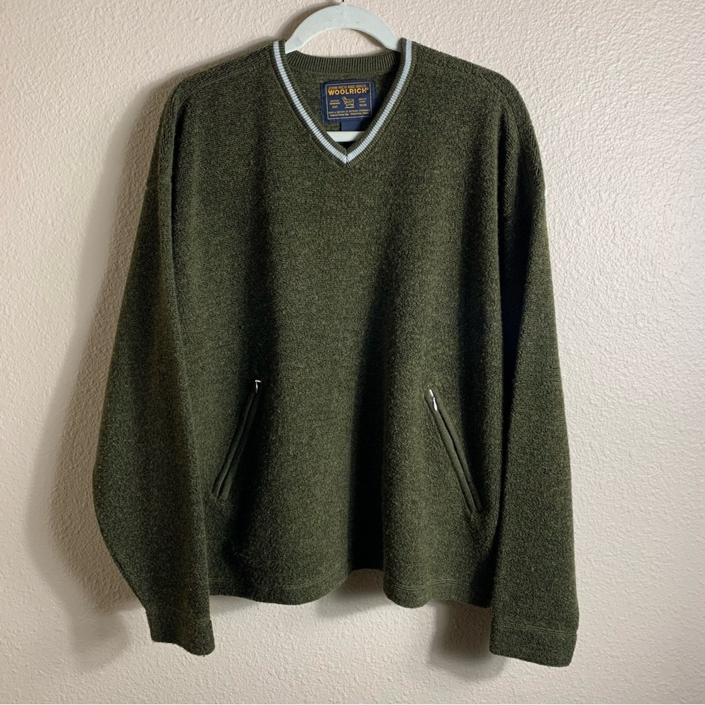 MENS GREEN WOOLRICH WOOL BLEND SWEATER